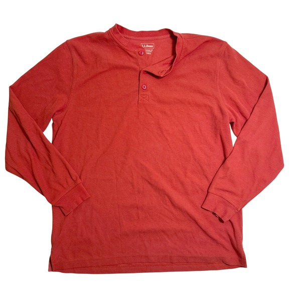 L.L.Bean Other - L.L.Bean Henley Shirt L Tall Orange Traditional Fit Long Sleeve Waffle Thermal